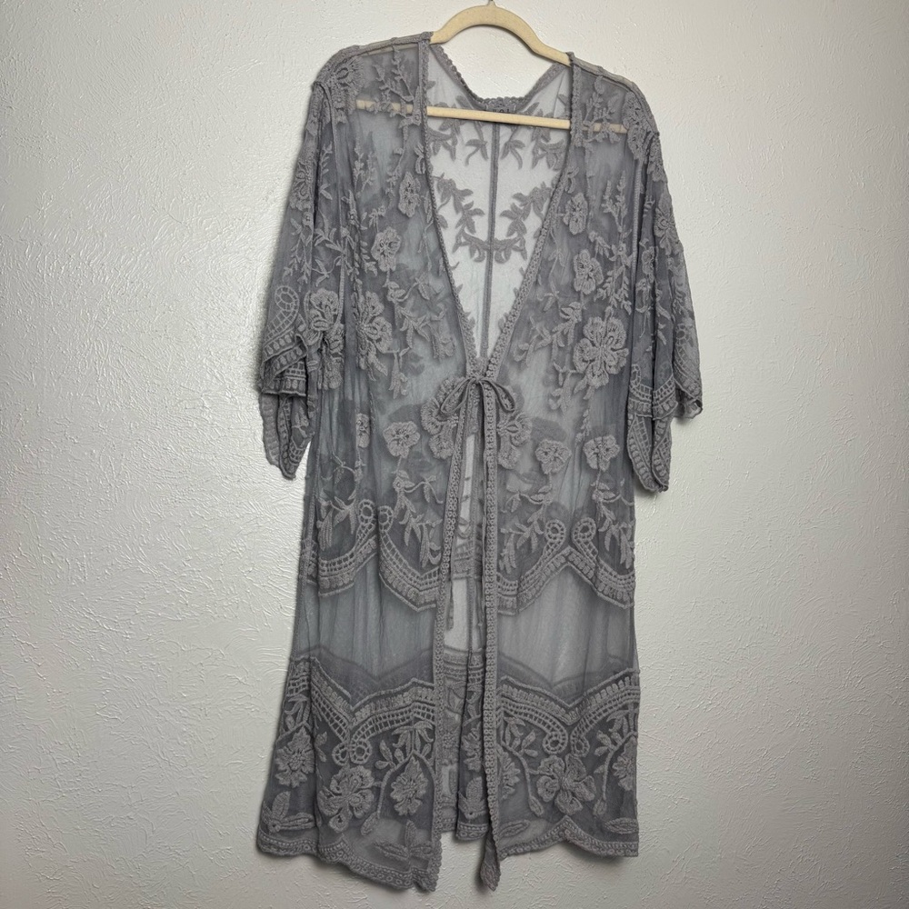 POL Sheer Dainty Lace Midi‎ Robe Coverup - Picture 6 of 8